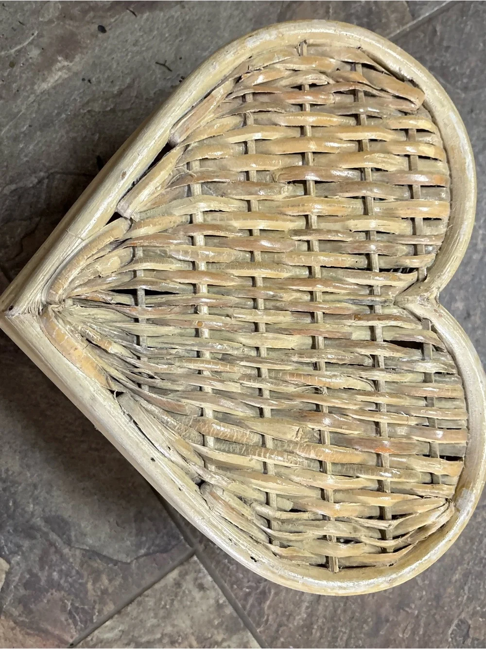 Woven Heart Shaped Decorative Basket - Natural Beige